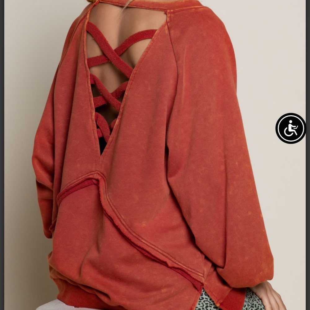 POL Rust Red Open Back Sweater